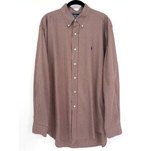 Ralph Lauren Mens Classic Fit Plaid Button Down Long Sleeve Shirt Pony Large